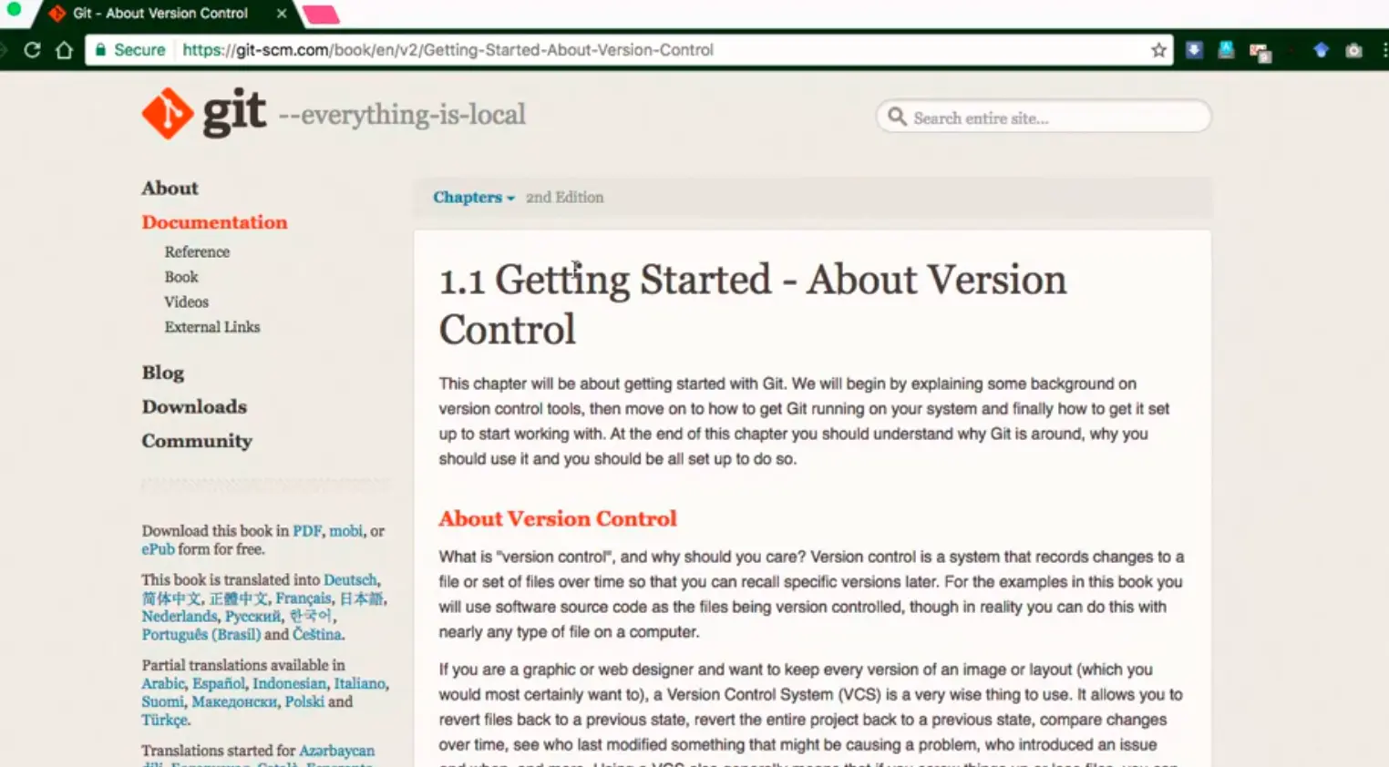 Getting started - version control system.